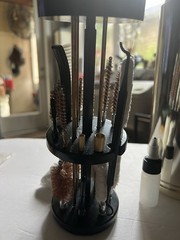 Gun Cleaning Kit w/ Bore Brush, Mop & Rods in Metal Case Black/Gold