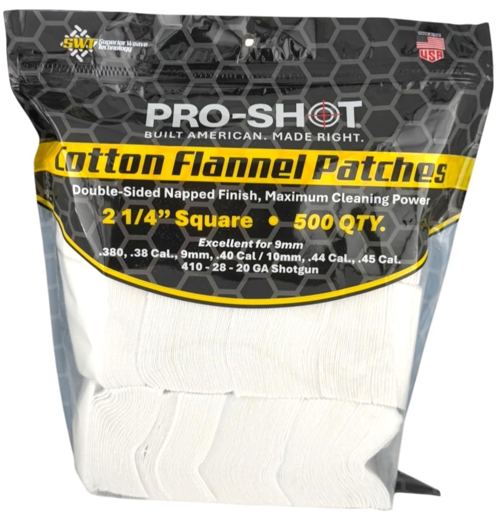 Gun Cleaning Patches – 500 Count – 2 1/4 Inch – Square 2 Inch, White