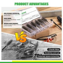 21Pcs Stainless Steel Bore Brush Set, 9 Sizes for Drill, Pipe & Engine Cleaning