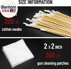 Gun Cleaning Supplies – Gun Cleaning Patches and Long Cotton Swabs Set, 6″ Cotto