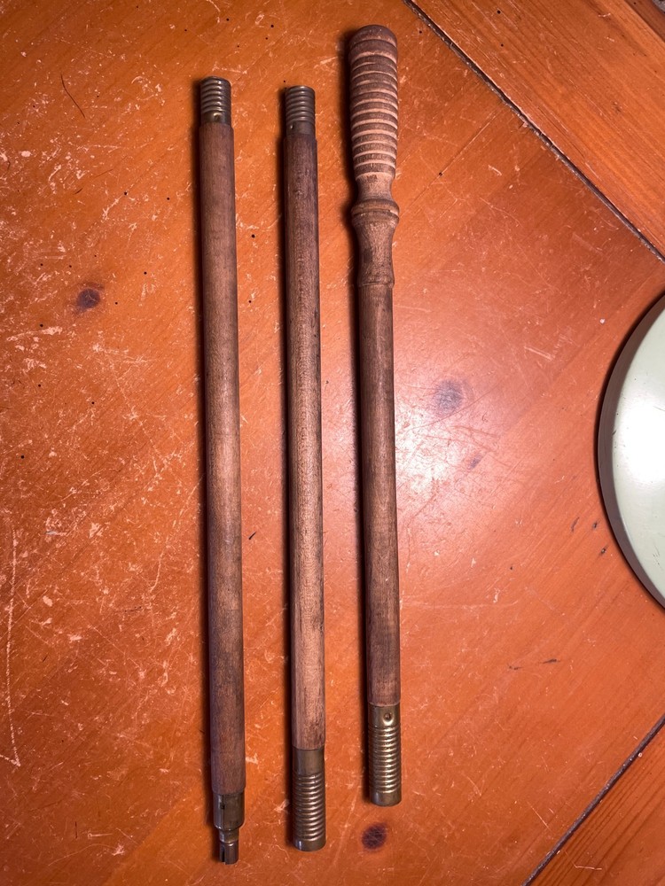 Vintage Shotgun Cleaning Rod 3 Pc Wooden Brass Gun Cleaning Rod 36” Antique