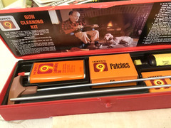 Vtg. Hoppes U22, 22 Cal Rifle Gun Cleaning Kit With Red Storage Box