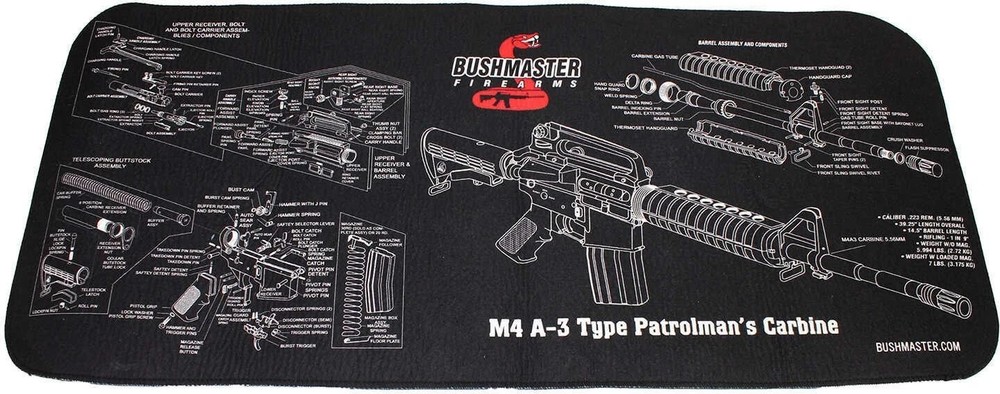 Bushmaster 28″X12″ Neoprene Schematic Gun Cleaning Mat, Matte Black 93686