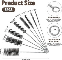 8 Pcs 11.8 Inch Pipe Cleaning Brush Set W/ Stainless Steel Bristles Variety Pack