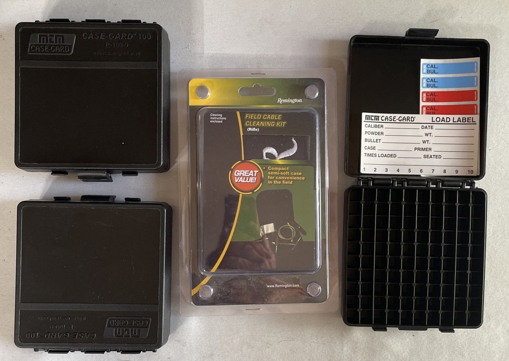 Remington Rifle Flex Field Cable Cleaning Kit & Ammo Boxes Gun Hunt Bullet