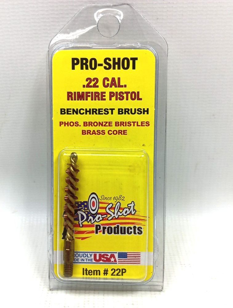 Pro-Shot Bore Brush For .22 Caliber Pistol #8-32 Threads Bronze Bristles – 22P
