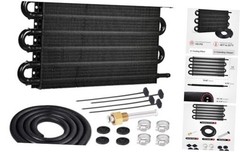 5/16″ Transmission Oil Cooler Tube and Fin Cooler Kit Universal 6 Pass Black