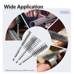 12Pcs Stainless Steel Bore Brush Set – 1/4″ Hex Shank Wire Brushes for Rust & Tu