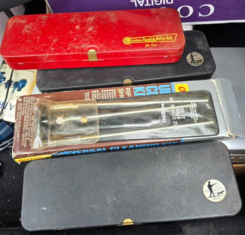 Vintage Outers Gunslick Gun Cleaning Kit Lot .30 Cal 12 Ga .410 Universal Rifle