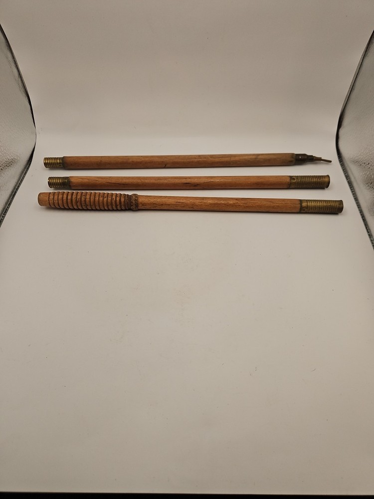 Vintage 3 pc Wood Wooden Rifle Shotgun Gun Barrel Cleaning Rod w/ Brass Jag Tip