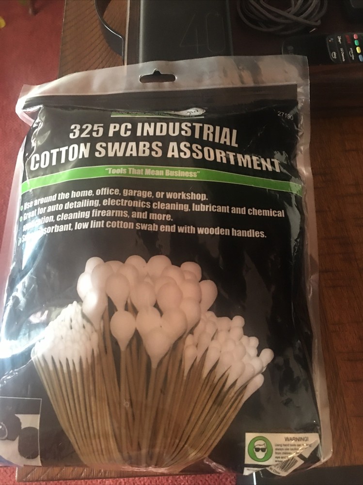 Grip 325 piece Industrial Cotton Swabs Assortment Small Parts Detail Cleaning