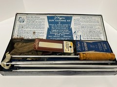 Vintage JC Higgins Gun Cleaning Kit Metal Case Sears Roebuck Bluer Solvent