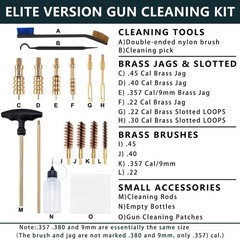 Pistol Cleaning Kit 9mm .357 .22 .45 .40 Caliber – Portable Gun Care Set with Br