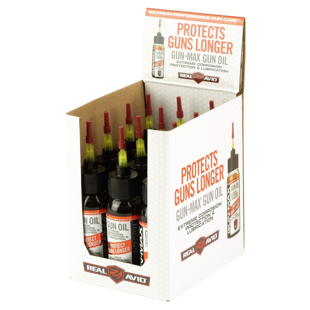 Real Avid Gun-Max Oil 1oz Bottles 12-Pack Lubricant Cleaner Protectant Clear