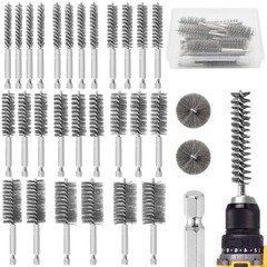 27 Pcs Stainless Steel Bore Brush Set, 5/16″-1-1/8″ Wire Cleaning Brushes for Dr