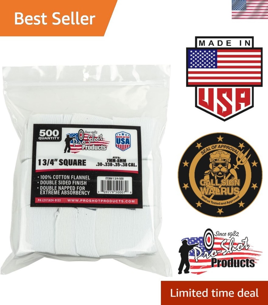 Pro-Shot Gun Cleaning Patches – 500 Count Lint-Free Cotton Flannel