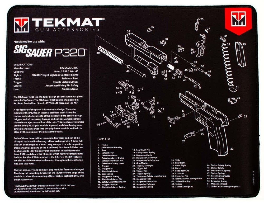 TekMat Ultra 20 – Sig Sauer P320 Gun Cleaning Mat, Black, TEK-20-SIGP320
