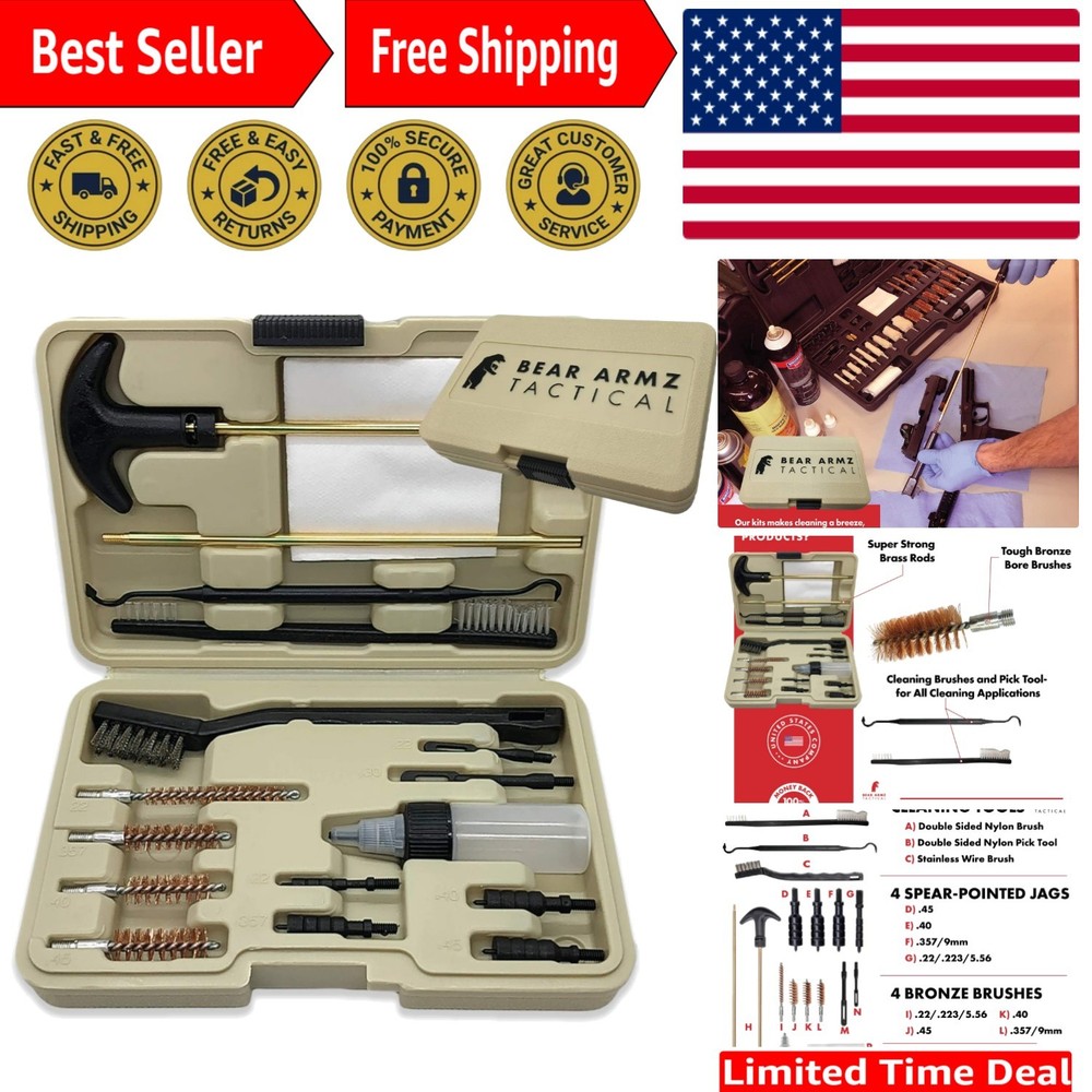 Universal Firearm Cleaning Set with Hard Case – Perfect for Pistols & Revolvers