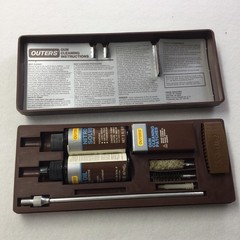 Vintage Outers Pistol Cleaning Kit 44 45 Caliber Brown Case Gun Oil Brushes