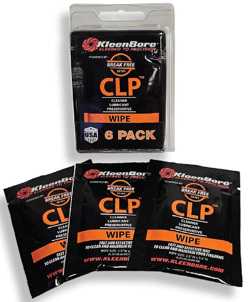 KleenBore® Mil-Spec CLP™ Wipes, choice 6-pack or 50-pack, FREE SHIPPING