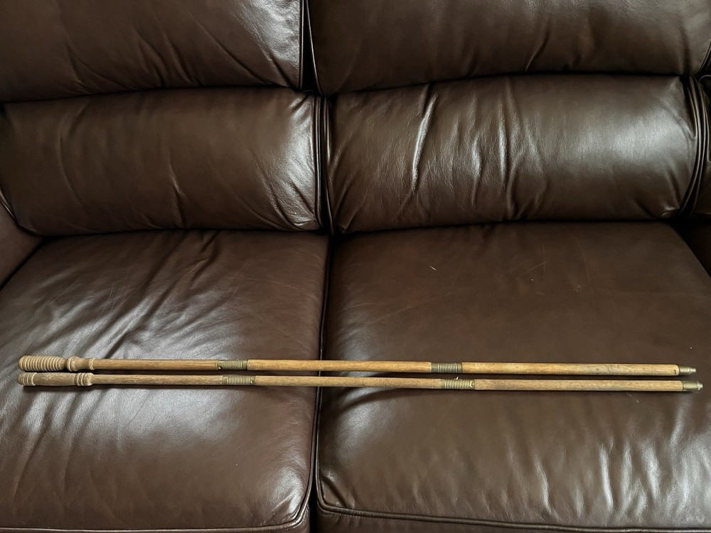 2- 3 Piece Vintage Large Bore Shotgun Gun Cleaning Rods Wood Wooden Brass