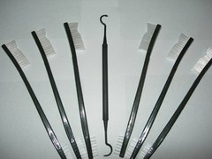 SIX! Double Ended Nylon Gun Rifle Pistol Cleaning Brushes BRUSH & FREE PICK/Ship