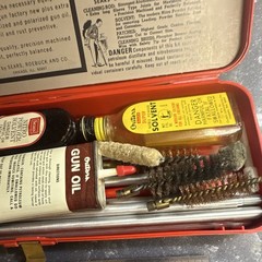Sears 20-28 GA Gun Cleaning Kit Red Metal Case w/ Rod, Brushes, Oil Vintage