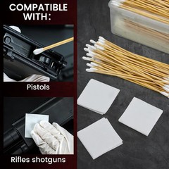Gun Cleaning Kit Supplies Storage Box 600 Patches 200 Swabs Set