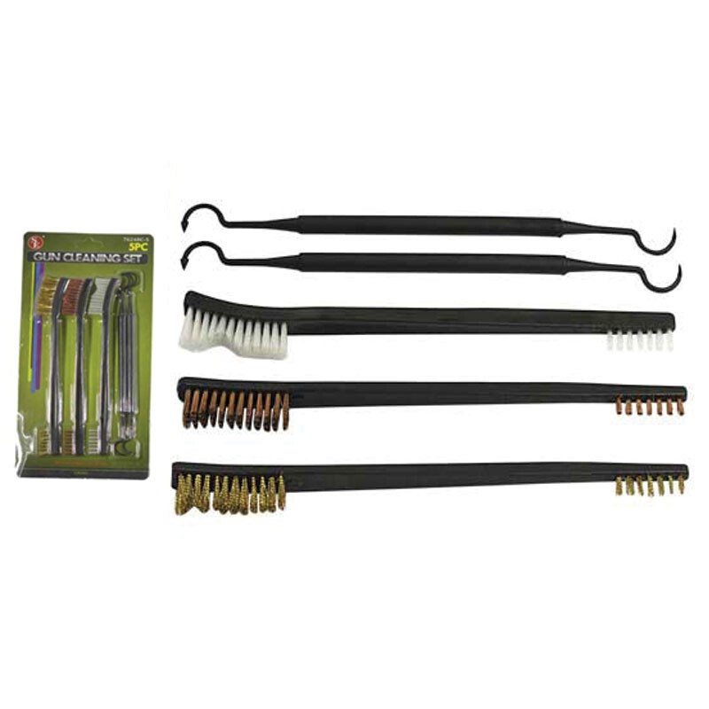NEW – 5 Piece Gun Cleaning Brush Set with Brass Copper Nylon Brushes and Picks