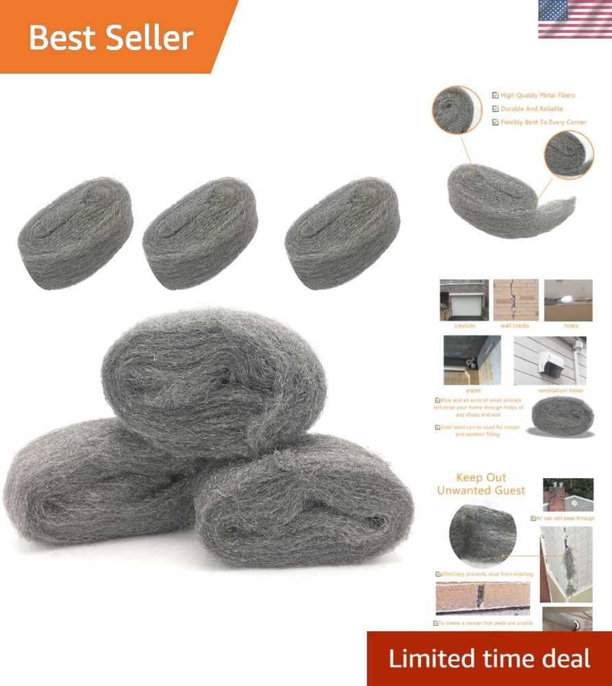 6 Pack of Coarse Steel Wool Gap Blocker for Indoor & Outdoor Pest Control