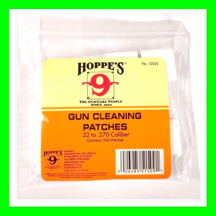 Hoppe’s No. 9 Gun Cleaning Patch for .22 to .270 Caliber 500 Cotton Patches