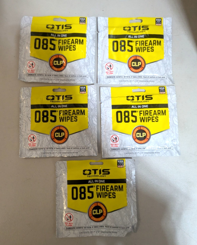 Lot of 5 Otis 085 CLP Gun Clean, Lube, Protect Wipes – 2 Pack