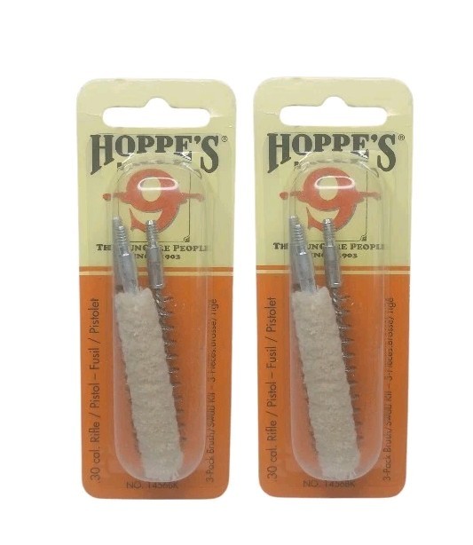 2x New Hoppe’s 3 Piece Brush / Swab Kit for .30 cal Rifle 1457BK Thread Sz 8-32
