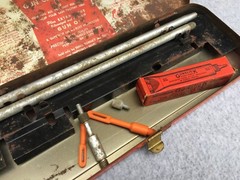 Montgomery Wards Western Field Gun Cleaning Kit Box & Sears JC Higgins Parts Vtg