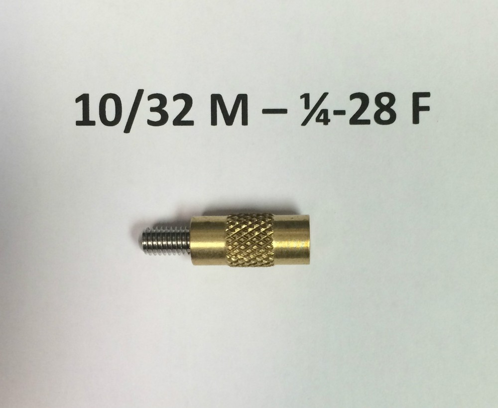 SpinJag Adapter 10/32 M – 1/4-28 F , Standoffs Brass