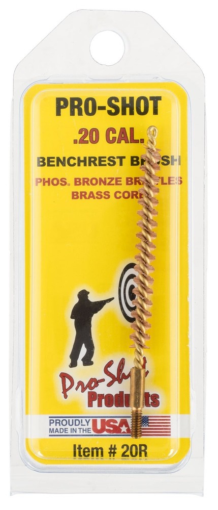 Pro-Shot 20R Bore Brush .20/ .204 Cal Rifle #5-40″ Thread Bronze Bristles Brass