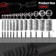 ASNOMY 12Pcs Wire Bore Brush for Drill,5/16″-1-3/16″ Stainless Steel Wire Bru…