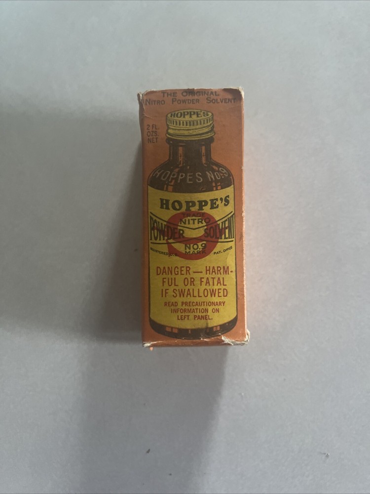 Vintage Hoppes No. 9 Solvent Gun Oil Glass Bottle in Original Box- Empty Bottle