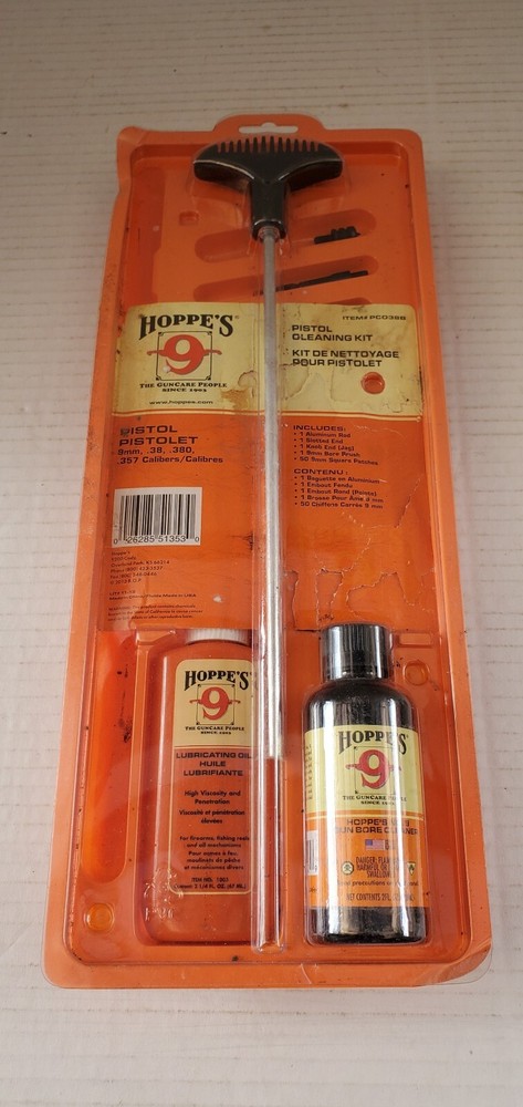 HOPPES PISTOL CLEANING KIT .9.38.380.357 Cal HOPPC038B Hopes No. 9 Oil 1003 New
