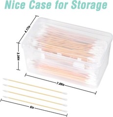 Cotton Gun Cleaning Swabs 6″ w Bamboo Handle&Case,Pointed & Round Tips (500 pcs