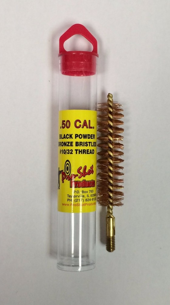 Pro Shot 50 Cal Black Powder Bore Brush Bronze Bristles 10/32 Threads
