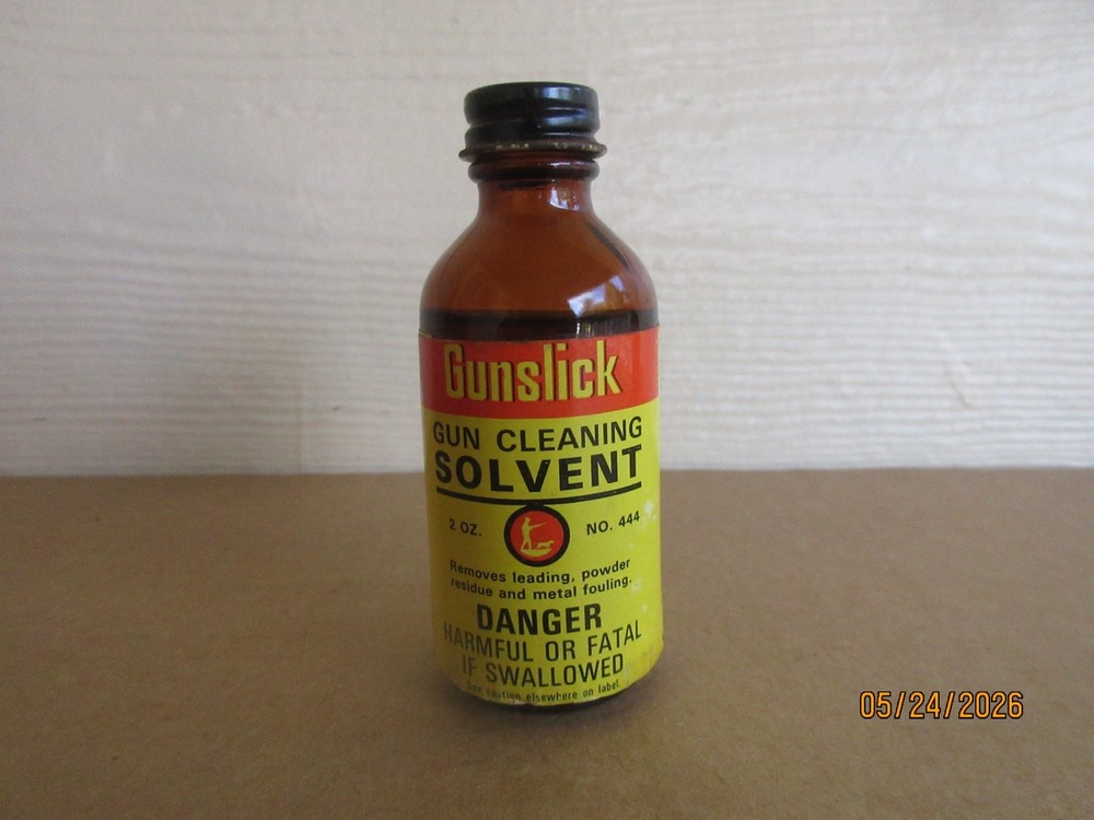Vintage Bottle Gunslick Gun Cleaning Solvent no. 444 – 2 oz. Almost Full!
