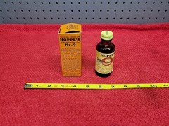 Vintage Hoppe’s No. 9 Gun Cleaning Solvent Bottle Box Glass Bottle
