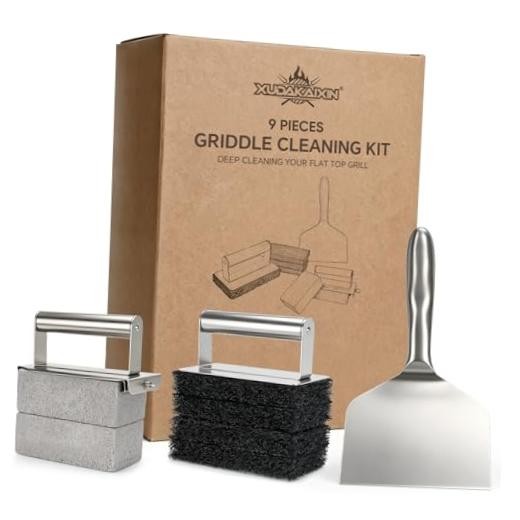 Premium Griddle Cleaning Kit for Blackstone, Flat Top Grill Cleaning Silver..