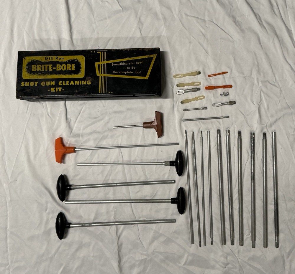 Vintage Brite Bore Box With Assorted Cleaning Rods, T-Handles, And Jags