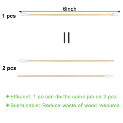 200 Pcs 6 Inch Gun Cleaning Cotton Swabs with Double Pointed Tips, Strong Bamboo