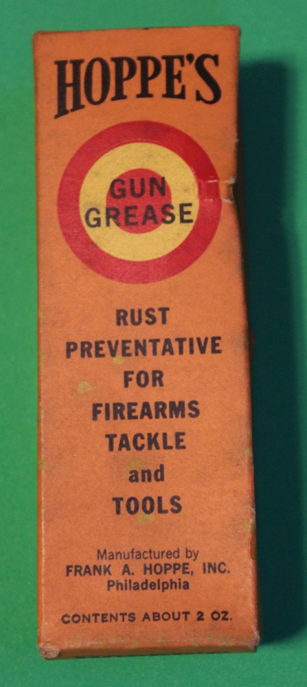 VINTAGE HOPPE’S GUN GREASE FOR FIREARMS, TACKLE, & TOOLS TUBE IN BOX 2OZ