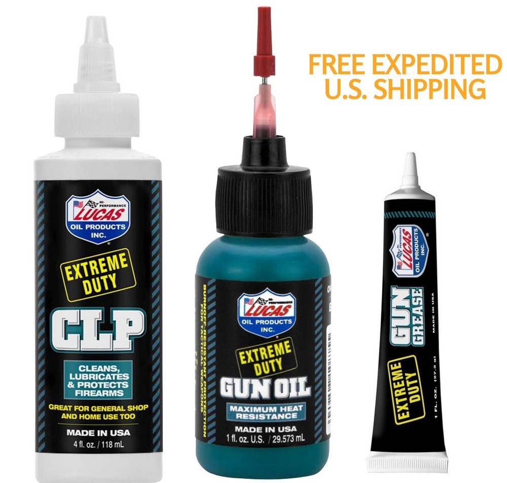 LUCAS EXTREME Duty Gun Care 4oz CLP 1oz Grease Tube 1oz Needle Oiler VALUE KIT