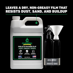 Field & Range Gun Oil CLP – 1 Gallon Plastic Jug with 2 Spray Bottles & Funnel |