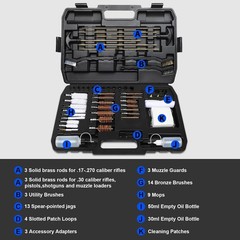 107pc Universal Gun Cleaning Kit for Pistol, Shotgun, Rifle, Handgun, Airgun, Re